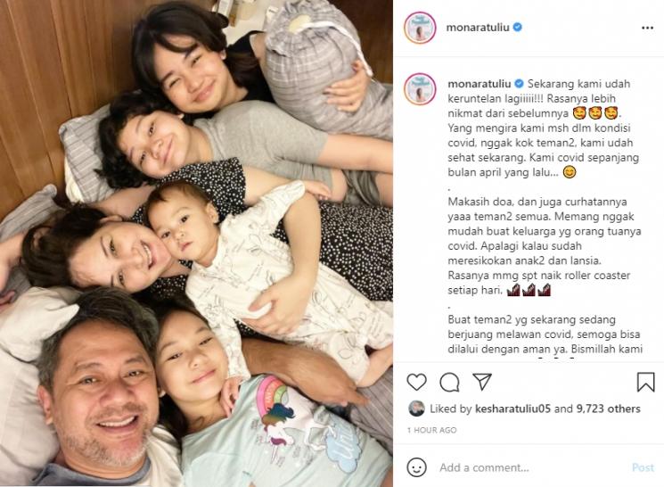 Mona Ratuliu sembuh dari Covid-19. (Instagram/monaratuliu)