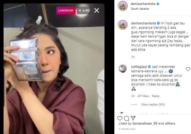 Denise Chariesta berseteru dengan Dewi Perssik. (Instagram/@denisechariesta)