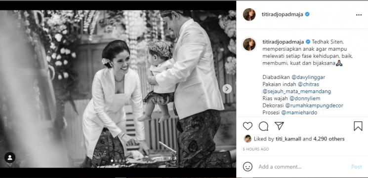 Titi Rajo Bintang Gelar Tedak Siten. (Instagram/titiradjopadmaja)