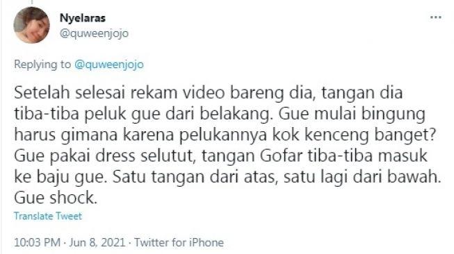 Gofar Hilman dituduh lakukan pelecehan seksual. (Twitter/quweenjojo)