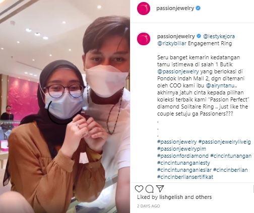 Cincin lamaran Lesti Kejora. (Instagram)