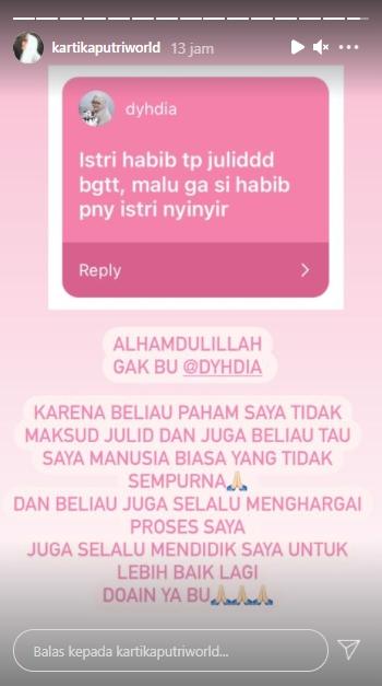 Postingan Kartika Putri (Instagram.com)