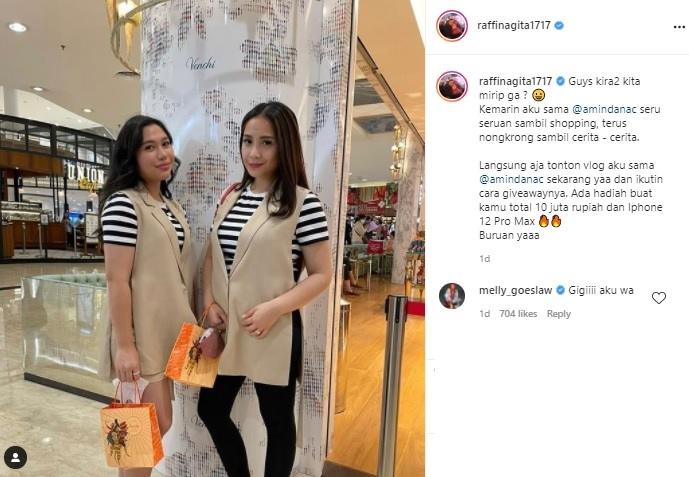 Melly Goeslaw tegur Nagita Slavina. (Instagram/@raffinagita1717)