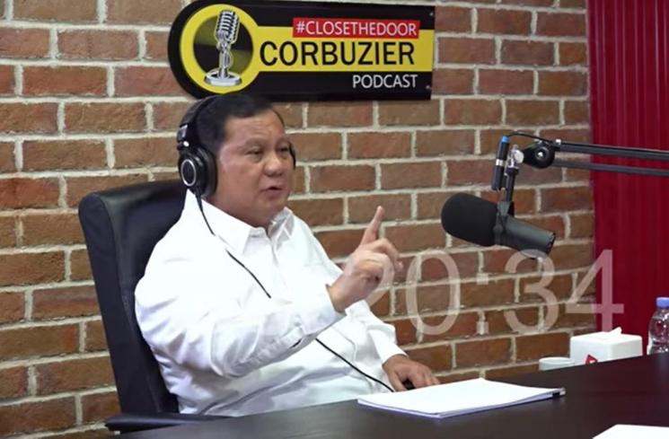 Prabowo Subianto datang ke podcast Deddy Corbuzier. (Instagram, YouTube/Deddy Corbuzier)