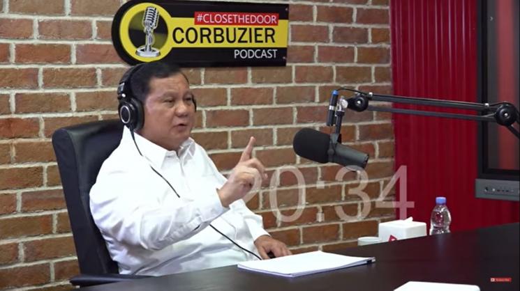 Prabowo Subianto datang ke podcast Deddy Corbuzier. (Instagram, YouTube/Deddy Corbuzier)