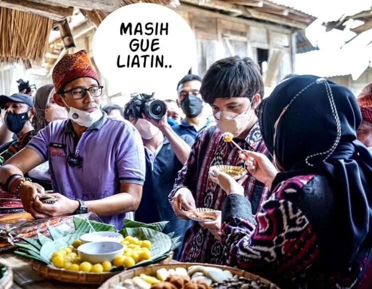 Meme Sandiaga Uno dengan Atta Aurel. (Instagram/@sandiuno)