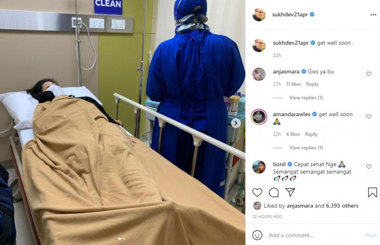 Bunga Zainal dilarikan ke rumah sakit. (Instagram/sukhdev21apr)