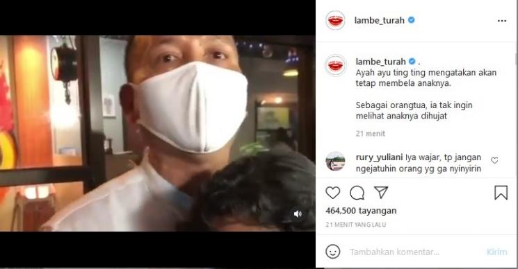 Ayah Ojak akan terus membela Ayu Ting Ting (Instagram/Lambe_turah)