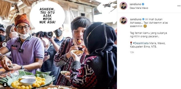 Meme Sandiaga Uno dengan Atta Aurel. (Instagram/@sandiuno)