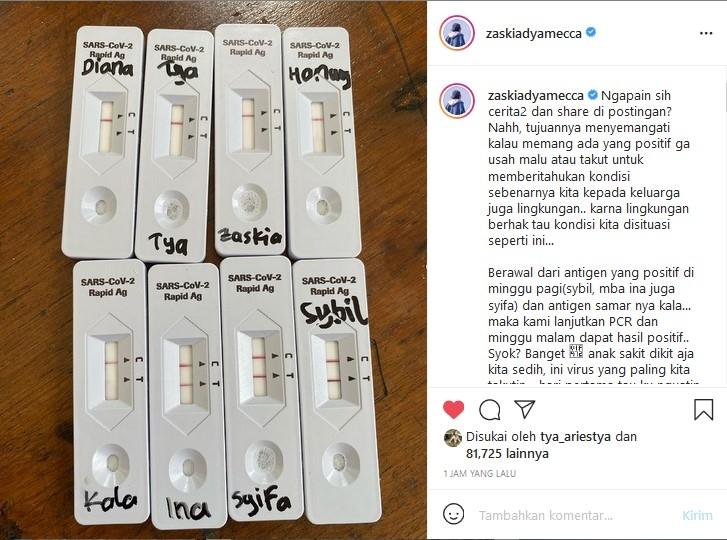 Anak Zaskia Asya Mecca positif Covid-19 (Instagram/ZaskiaMecca)