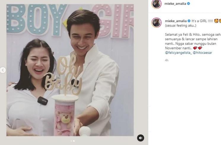 Jenis kelamin anak Felicya Angelista dan Caesar Hito. (Instagram/@mieke_amalia)