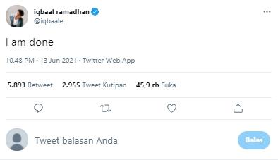 Cuitan Iqbaal Ramadhan (Twitter.com)