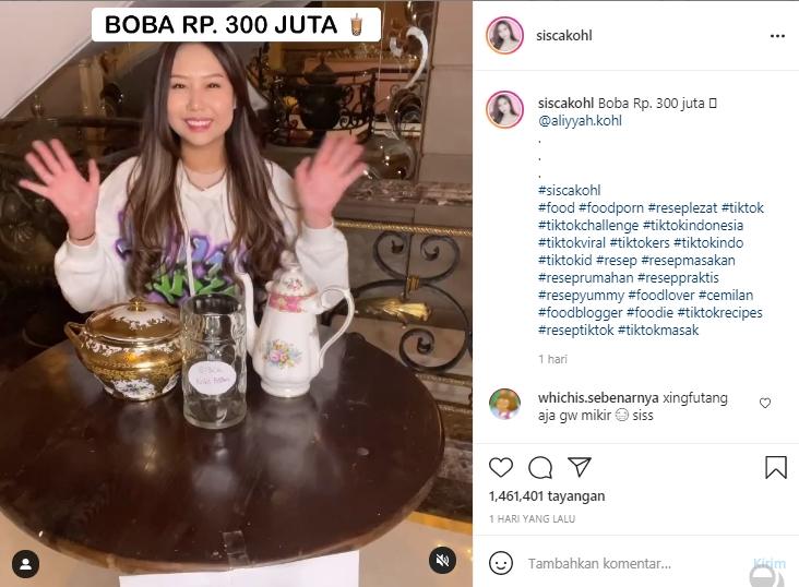 Sisca Kohl jualan boba Rp300 juta (Instagram.com)
