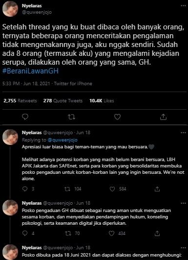 Twit akun @quweenjojo. (Twitter)