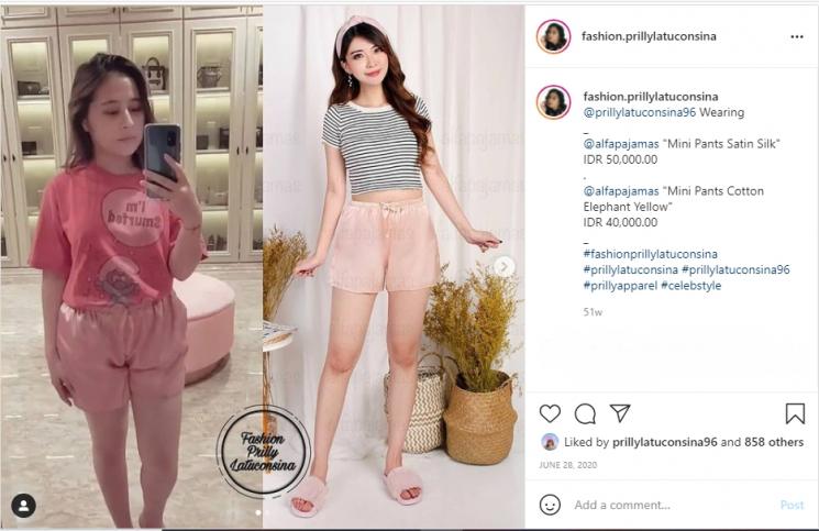 Artis pakai baju murah (Instagram/fashion.prillylatuconsina)
