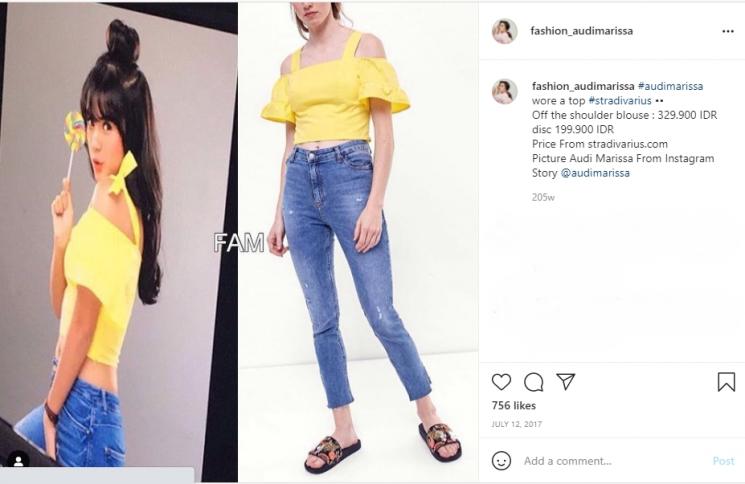 Artis pakai baju murah (Instagram/fashion_audimarissa)