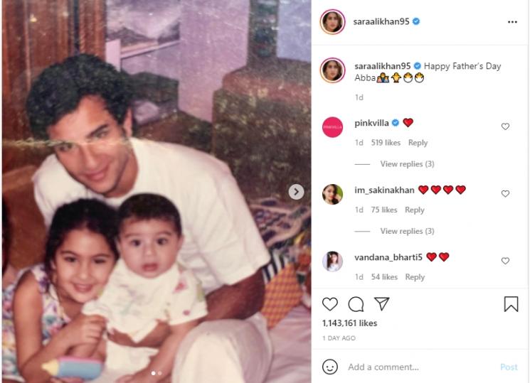 Postingan Seleb Bollywood di Hari Ayah Sedunia (Instagram/saraalikhan95)