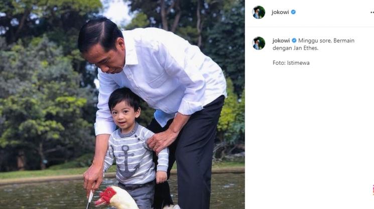 Potret Jokowi Momong Cucu (Instagram/@jokowi)