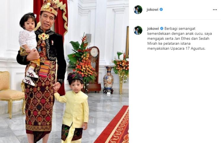 Potret Jokowi Momong Cucu (Instagram/@jokowi)