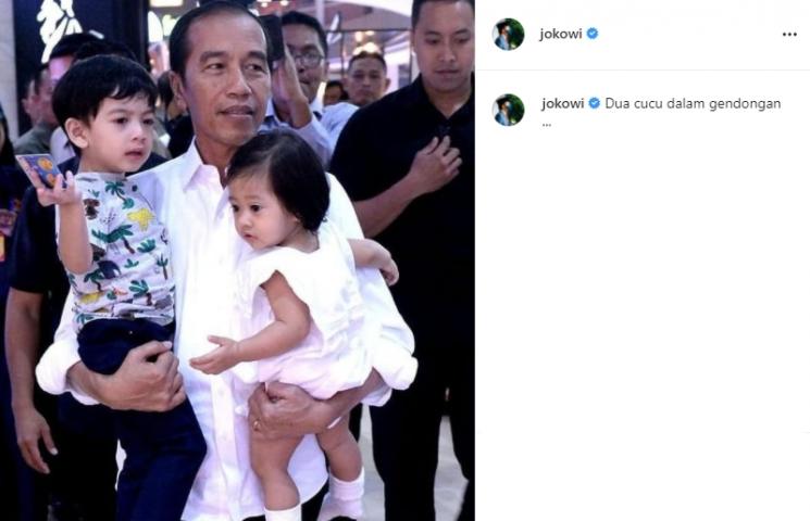 Potret Jokowi Momong Cucu (Instagram/@jokowi)