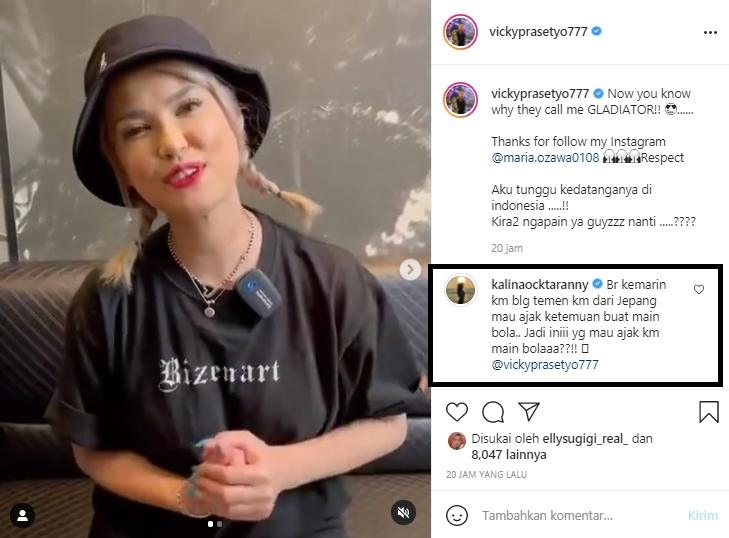 Postingan Vicky Prasetyo pamer di-follow Maria Ozawa (Instagram.com)