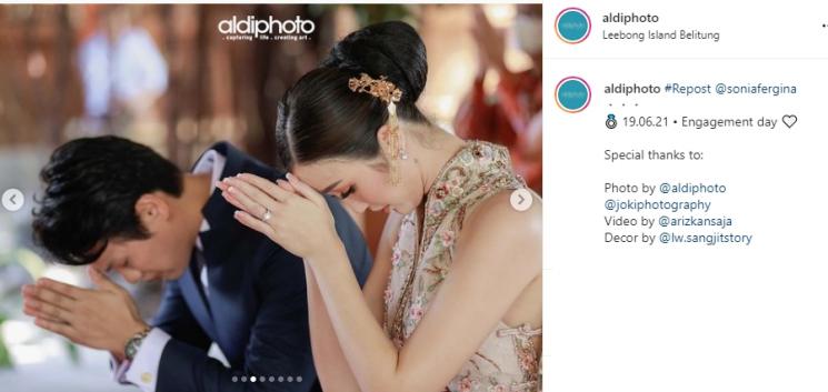 Momen Pertunangan Sonia Fergina (Instagram/@aldiphoto)