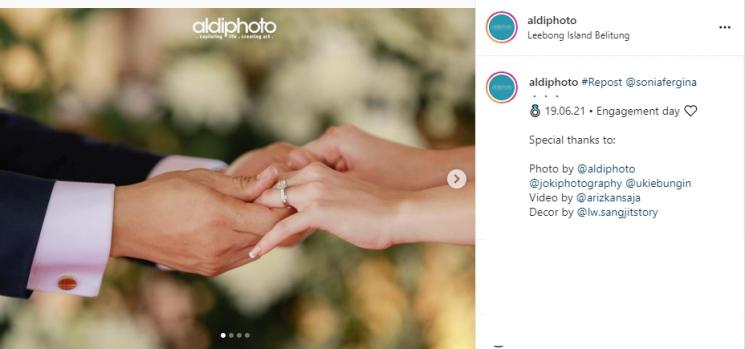 Momen Pertunangan Sonia Fergina (Instagram/@aldiphoto)