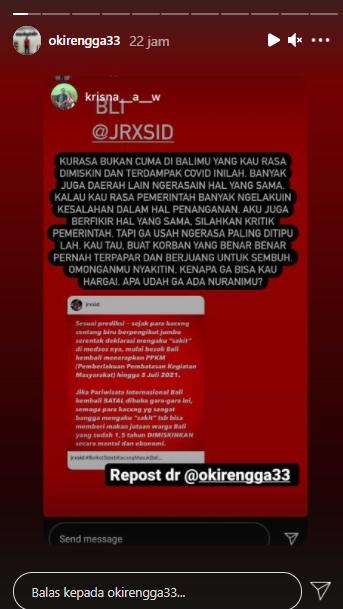 Postingan Oki Rengga (Instagram.com)