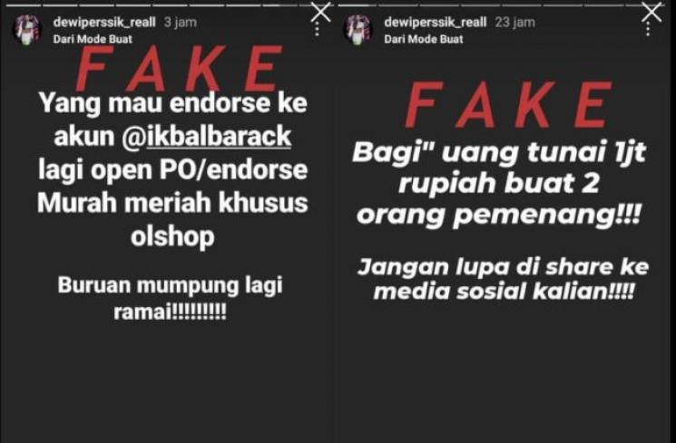 Muncul akun bodong Dewi Perssik. (Instagram/@anggawijaya88)