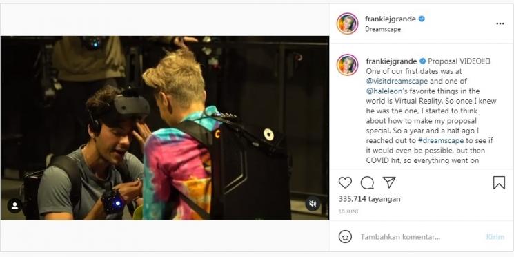 Momen Frankie Grande, Kakak Ariana Grande Lamaran (Instagram/@frankiejgrande)
