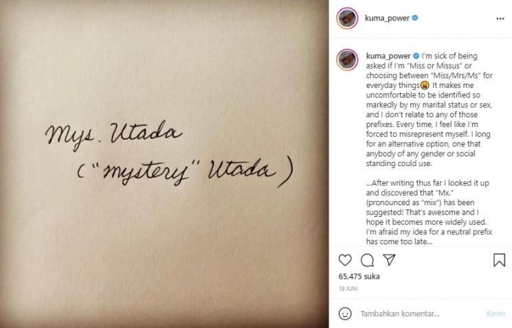 Unggahan Utada Hikaru (Instagram)