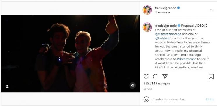 Momen Frankie Grande, Kakak Ariana Grande Lamaran (Instagram/@frankiejgrande)