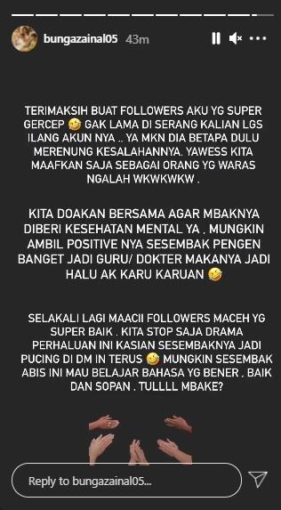 Postingan Bunga Zainal (Instagram.com)