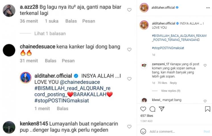 Postingan Aldi Taher (Instagram.com)