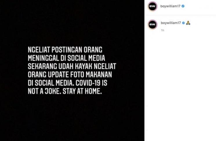 Postingan Boy William. (Instagram/@boywilliam17)