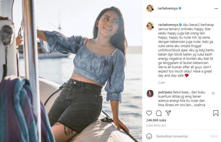 Rachel Vennya hanya ingin mendapat energi positif (Instagram)