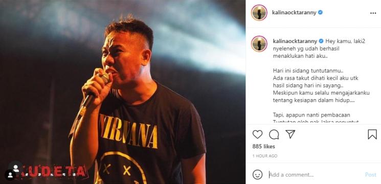 Kalina Ocktaranny beri dukungan penuh jelang sidang tuntutan Vicky Prasetyo. (Instagram/kalinaocktaranny)