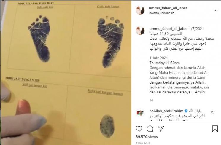 Ummu Fahad, istri Syekh Ali Jaber melahirkan. (Instagram/ummu_fahad_ali_jaber)