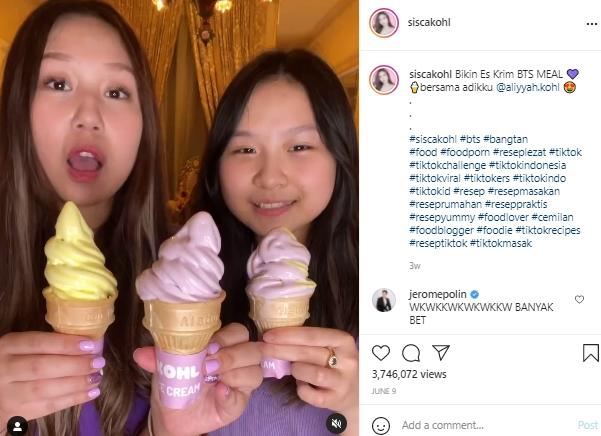 Kreasi es krim Sisca Kohl (Instagram.com)