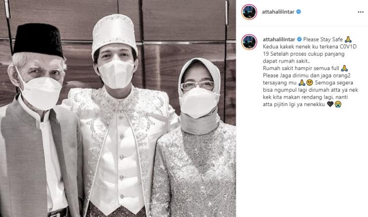 Atta Halilintar bersama kakek dan neneknya (Instagram/@attahalilintar)