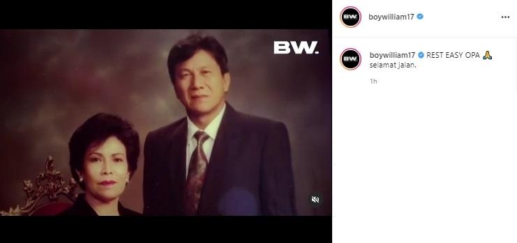 Kakek Boy William meninggal dunia. (Instagram/@boywilliam17)