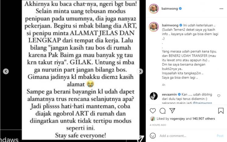 Baim Wong Ngamuk Videonya Dicatut Untuk Modus Penipuan. (Instagram/baimwong)