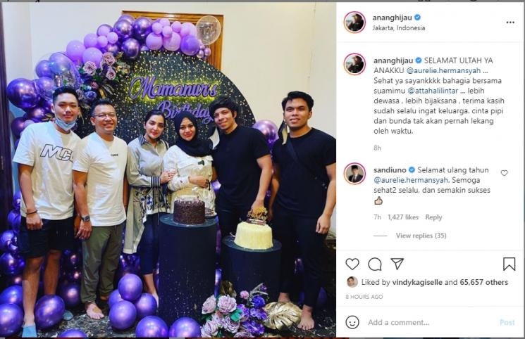 Aurel Hermansyah ulang tahun. (Instagram/ananghijau)