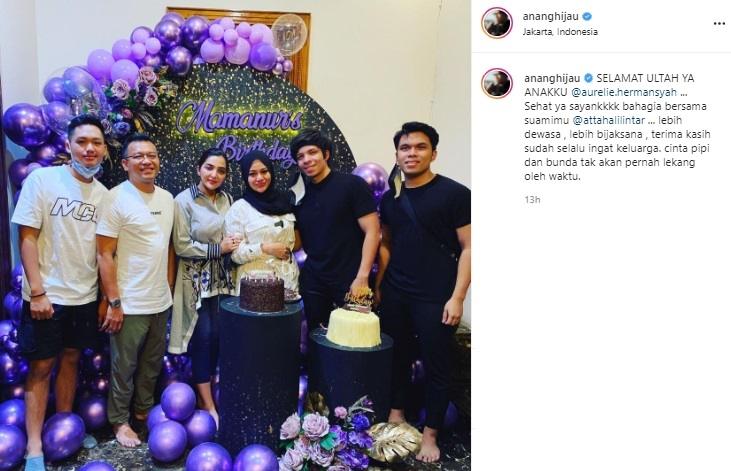 Potret Ulang Tahun Aurel Hermansyah. (Instagram/ananghijau).
