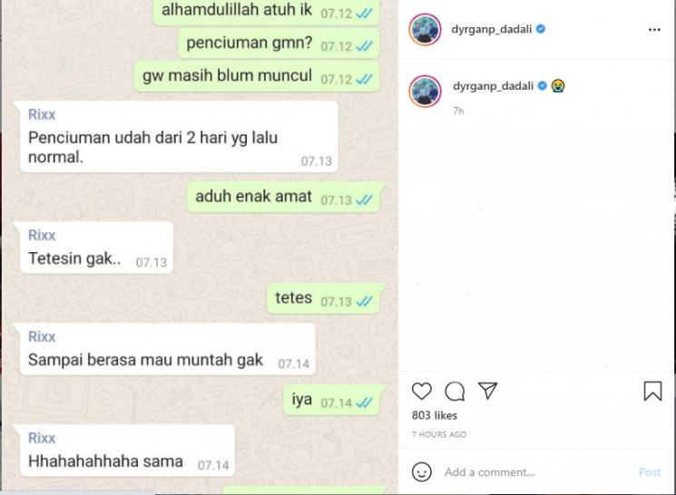Pilunya Dyrga Usai 2 Personel Dadali Meninggal. (Instagram/dyrganp_dadali)
