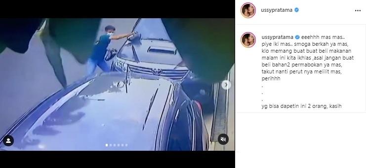 Ussy Sulistiawaty bagikan rekaman pencuri. (Instagram/@ussypratama)