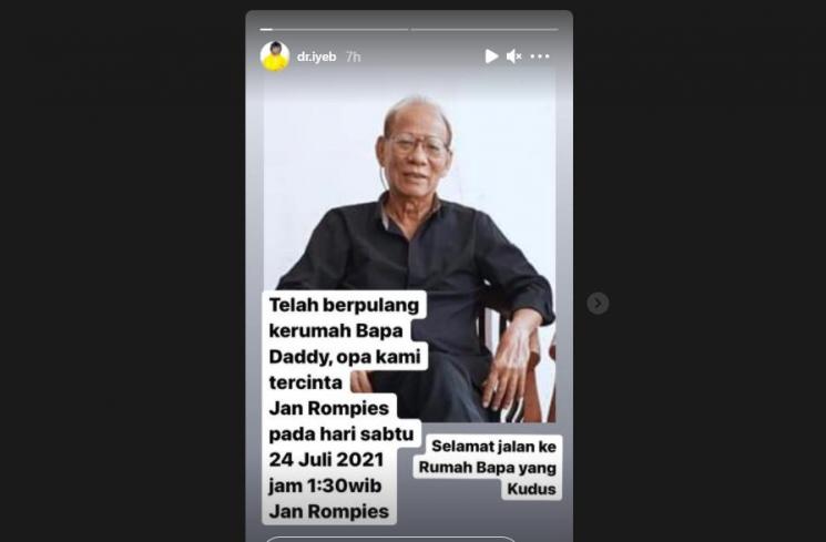 Ayah Vincent Rompies meninggal dunia. (Instagram/dr.iyeb)