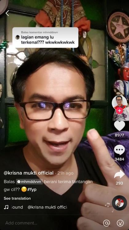 Krisna Mukti emosi dicibir oleh bocil. (TikTok)