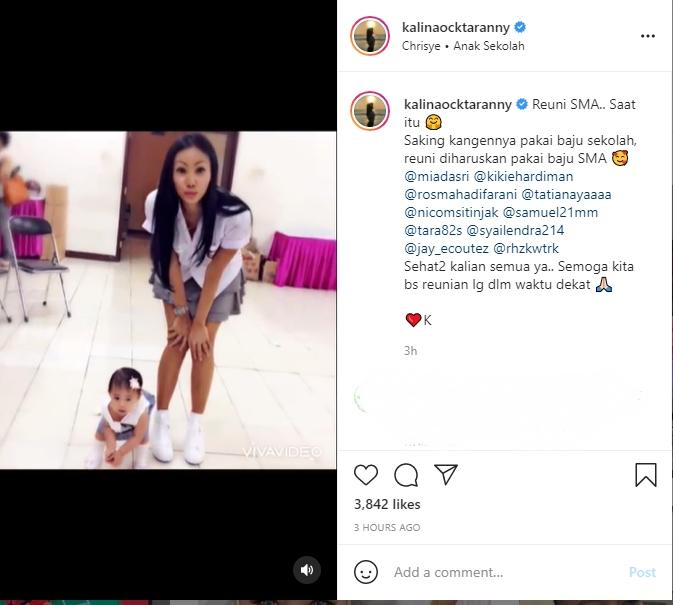 Kalina Ocktaranny unggah foto saat mengikuti reuni SMA. (Instagram/kalinaocktaranny)