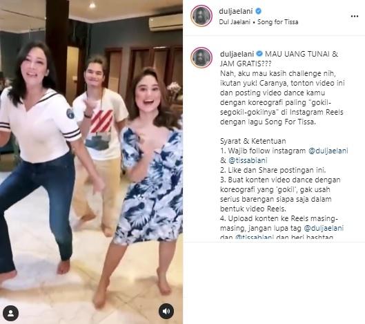 Dul Jaelani dan Tissa Biani bikin dance challenge. (Instagram/@duljaelani)